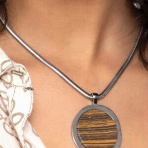 Brown & Silver Necklace with matching Earrings